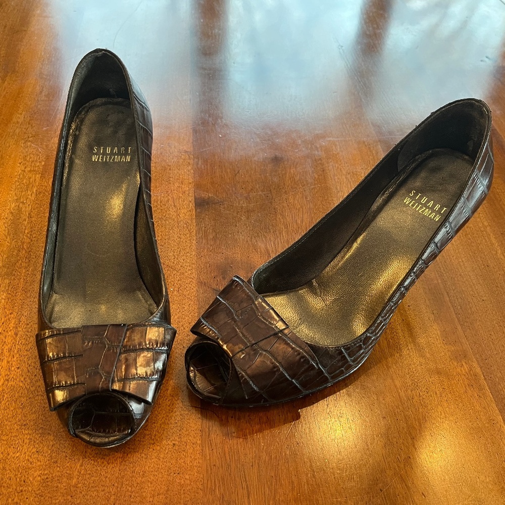 Stuart Weitzman Open Toed Heel With Bow - image 1